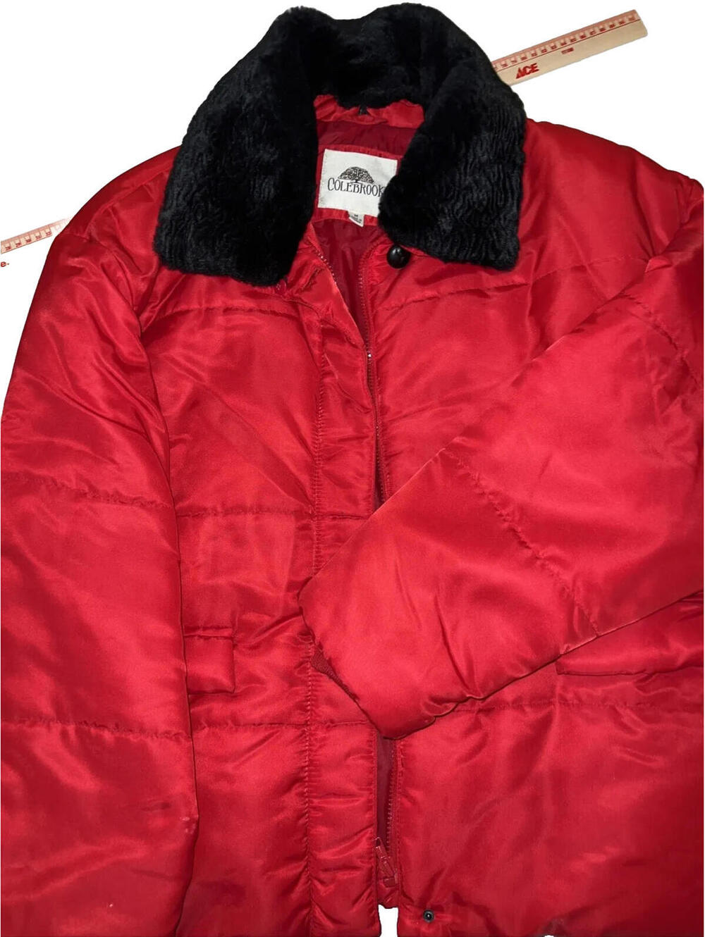 Colebrook Red Puffer Jacket with Black Faux Fur Collar